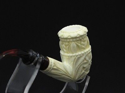 Floral Topkapi Calabash Bent Block Meerschaum Pipe Classic Gift Big Bowl 8610