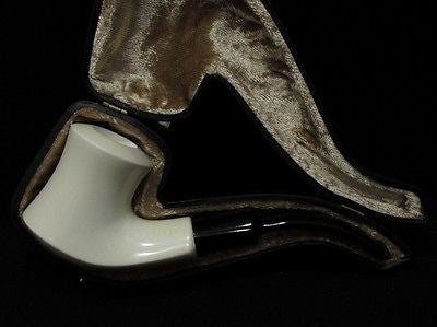 Smooth Bent Plain Block Meerschaum Pipe seafoam Colors faster Freehand 0268