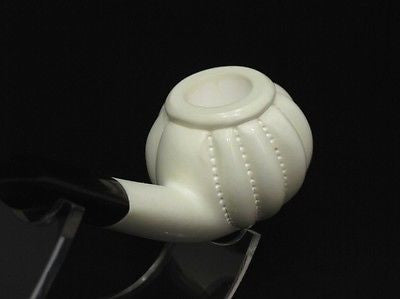 Paneled Bent Apple Swirl Block Meerschaum Pipe Hand made Tobacco Gift Case 8291