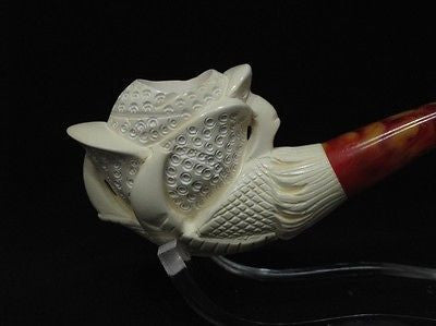 Eagle Claw Holding Rose Flower Block Meerschaum Pipe Hand carved in Turkey 0381