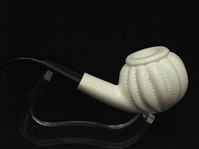 Paneled Bent Apple Swirl Block Meerschaum Pipe Hand made Tobacco Gift Case 8291