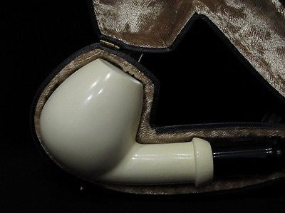 Smooth Bent Apple Danske Block Meerschaum Pipe Lightweight Sitter Big Bowl 5217