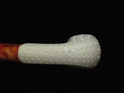 Paneled Billiard Lattice Bent Block Meerschaum Pipe Gift Case Hand carved 9352