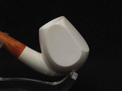 Smooth Paneled Bent Block Meerschaum Pipe Big Bowl High quality Hand carved 3538