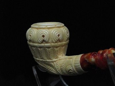 Calabash Floral Block Meerschaum Pipe by Emin Collectible Tribal Gift pipes 2876