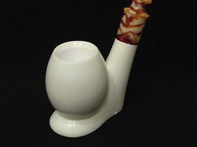 Smooth Full Bent Block Meerschaum Pipe White stone Freehand Smoker Big Bowl 9725