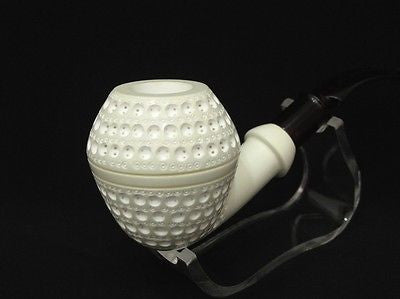 Rhodesian Lattice Bent Block Meerschaum Pipe Danske Shank Hand made Case 8881