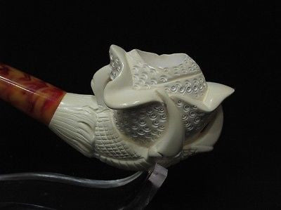Eagle Claw Holding Rose Flower Block Meerschaum Pipe Hand carved in Turkey 0381