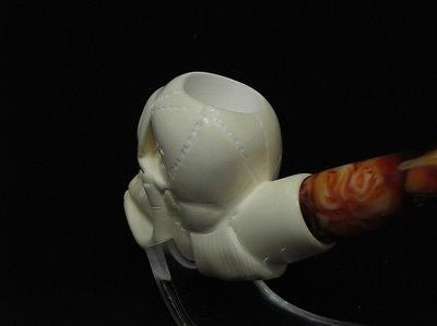 Hamlet Skull in Man Hand Bent Meerschaum Pipe kranium grim reaper sea foam 5604