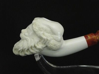 Santa Claus Meerschaum Pipe Kris Kringle Hand made carved Pipes Gift Case 5062