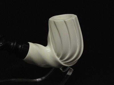 Spiral Bent Billiard Block Meerschaum Pipe Helix Acrylic stem Hand carved 6333