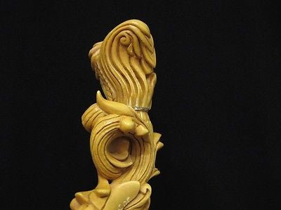 Baroque Floral Ivy w/Silver Ring Block Meerschaum Pipe Signed by Cor Patina 4096