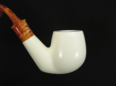 3/4 Smooth Bent Billiard Meerschaum Pipe pipes by Emin Hand carved Case New 6898