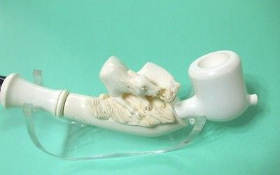 Female Lion Hunting a Bull Meerschaum Pipe Tobacco Smoking Vintage looks 9145