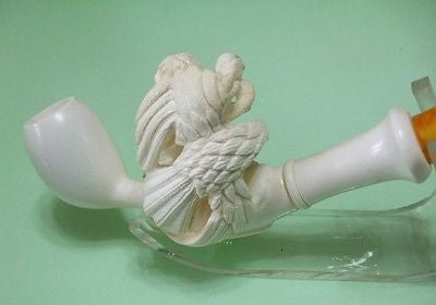 Eagle, Snake, Man Prominent Tobacco Meerschaum Pipe Greek Mythology Gift 7791