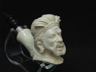 Australian Aboriginal Warrior Block Meerschaum Pipe 925 Silver Band H. Cor 0591