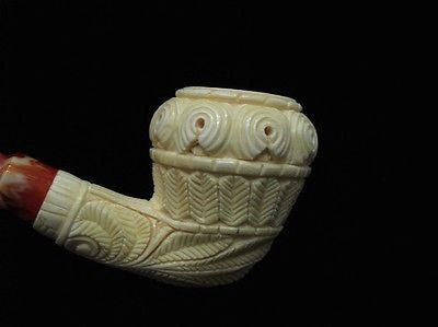 Calabash Floral Block Meerschaum Pipe by Emin Collectible Tribal Gift pipes 2876