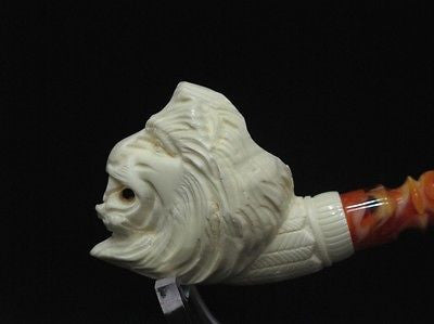 Wild Lion Meerschaum Pipe Animal by Emin FreeHand Vintage looks Ebay Meerco 1219