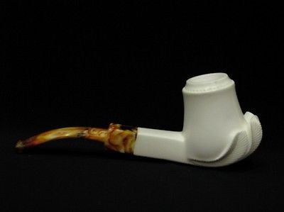 Smooth Tulip Floral Solid Block Meerschaum Pipe Free hand Ideal Big Bowl 0507