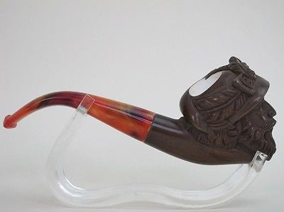 Brown Patina Chevalier Meerschaum Pipe People Face smoking Pipes Good size 5134