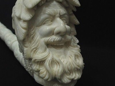 Giant Bacchus Vineyard Block Meerschaum Pipe Rare Turkey Self fitting case 9612