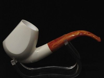 Smooth Paneled Bent Block Meerschaum Pipe Big Bowl High quality Hand carved 3538