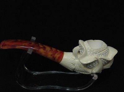 Eagle Claw Holding Rose Flower Block Meerschaum Pipe Hand carved in Turkey 0381