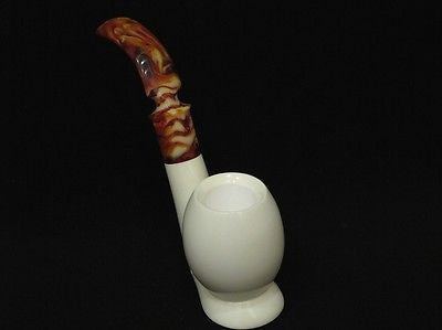 Smooth Full Bent Block Meerschaum Pipe White stone Freehand Smoker Big Bowl 9725