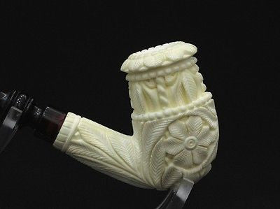 Floral Topkapi Calabash Bent Block Meerschaum Pipe Classic Gift Big Bowl 8610
