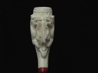 2 Embossed Dragons Meerschaum Pipe Horn shape by Medet smoking Mythological 0402