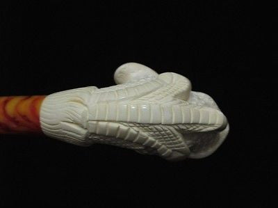Eagle Claw Holding Rose Flower Block Meerschaum Pipe Hand carved in Turkey 0381