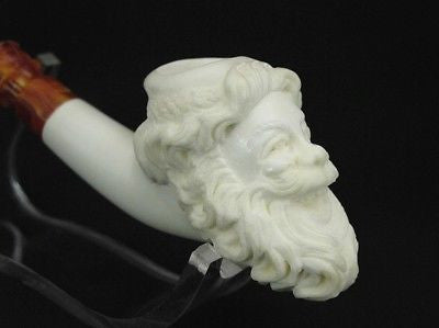 Santa Claus Meerschaum Pipe Kris Kringle Hand made carved Pipes Gift Case 5062