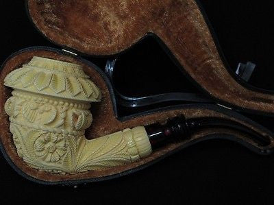 Topkapi Calabash Floral Meerschaum Pipe Huge Yellow Antique looks ebay pipe 8224