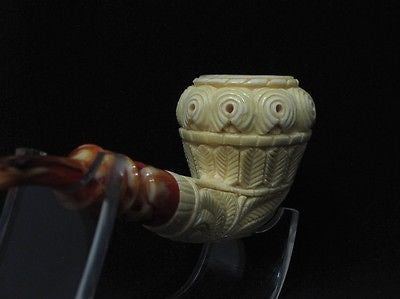Calabash Floral Block Meerschaum Pipe by Emin Collectible Tribal Gift pipes 2876