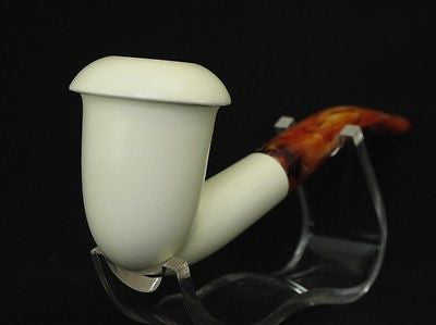 Smooth Calabash Block Meerschaum Pipe Big Bowl Case Stand Pouch Gift 3144