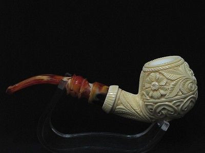 Floral Apple Danske Block Meerschaum Pipe Turkish pipes antique look Sitter 8420