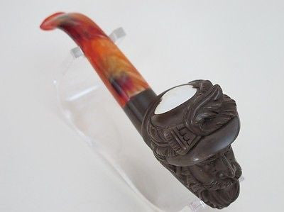 Brown Patina Chevalier Meerschaum Pipe People Face smoking Pipes Good size 5134