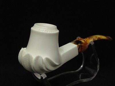 Smooth Tulip Floral Solid Block Meerschaum Pipe Free hand Ideal Big Bowl 0507