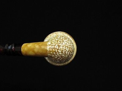 Yellow Calabash Solid Block Meerschaum Pipe Burnt Art work Huge Hand made 0669