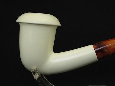 Smooth Calabash Block Meerschaum Pipe Big Bowl Case Stand Pouch Gift 3144