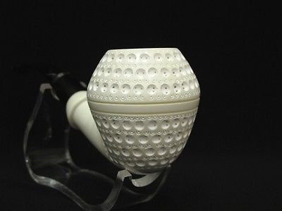 Rhodesian Lattice Bent Block Meerschaum Pipe Danske Shank Hand made Case 8881