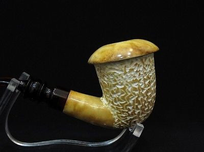 Yellow Calabash Solid Block Meerschaum Pipe Burnt Art work Huge Hand made 0669