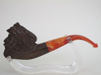 Brown Patina Chevalier Meerschaum Pipe People Face smoking Pipes Good size 5134