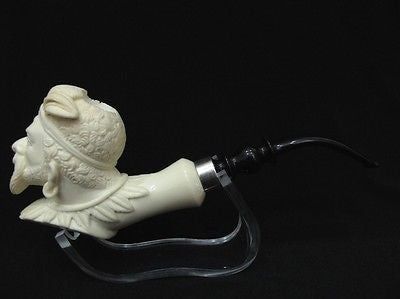Australian Aboriginal Warrior Block Meerschaum Pipe 925 Silver Band H. Cor 0591