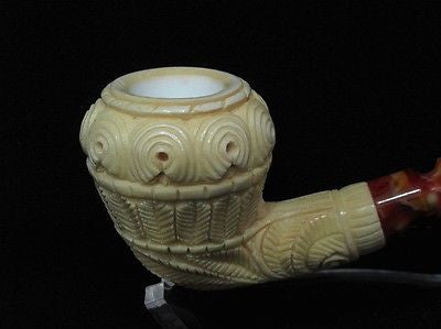 Calabash Floral Block Meerschaum Pipe by Emin Collectible Tribal Gift pipes 2876
