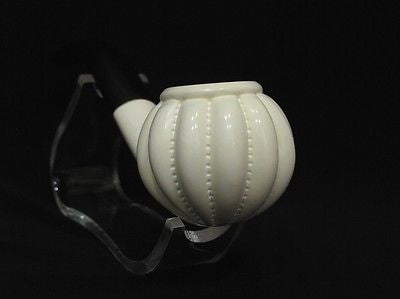 Paneled Bent Apple Swirl Block Meerschaum Pipe Hand made Tobacco Gift Case 8291