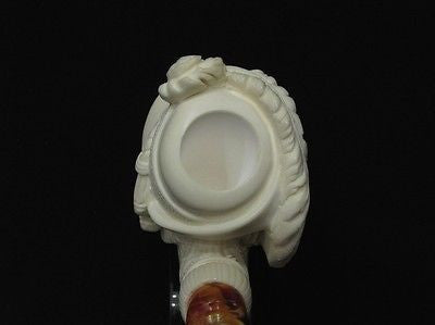 Cavalier Feather hat block Meerschaum Pipe smoking Gift sea foam Big Bowl 8301