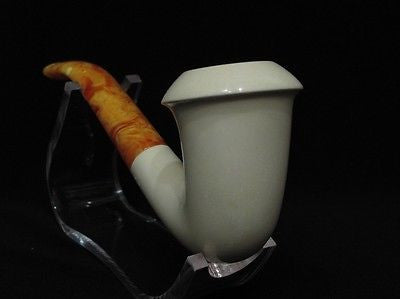 Smooth Bent Calabash Meerschaum Pipe magnesite block seafoam pipa Gift Case 7507