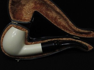 Smooth Bent Billiard Block Meerschaum Pipe Colors fast Hand carved Acrylic 4234