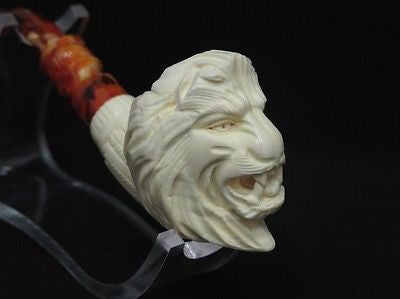 Wild Lion Meerschaum Pipe Animal by Emin FreeHand Vintage looks Ebay Meerco 1219